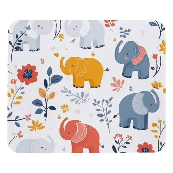 PhooArto Comfortable Mouse Pad Cartoon Elephants Pattern Desktop Mousepad , 21 x 25 cm Mouse Mat, Non-Slip Rubber Base, Improves Speed and Precision