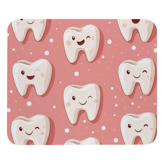 PhooArto Comfortable Mouse Pad Cartoon Teeth Dots Pattern Desktop Mousepad , 21 x 25 cm Mouse Mat, Non-Slip Rubber Base, Improves Speed and Precision