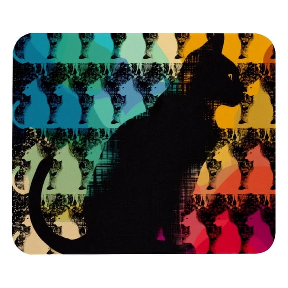 PhooArto Comfortable Mouse Pad Cat Silhouette Pattern Desktop Mousepad , 21 x 25 cm Mouse Mat, Non-Slip Rubber Base, Improves Speed and Precision