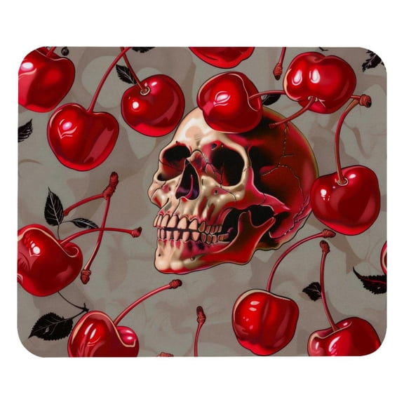PhooArto Comfortable Mouse Pad Cherry Skull Head Desktop Mousepad , 21 x 25 cm Mouse Mat, Non-Slip Rubber Base, Improves Speed and Precision