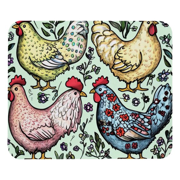 PhooArto Comfortable Mouse Pad Chickens Hens Flowers Patterns Desktop Mousepad , 21 x 25 cm Mouse Mat, Non-Slip Rubber Base, Improves Speed and Precision