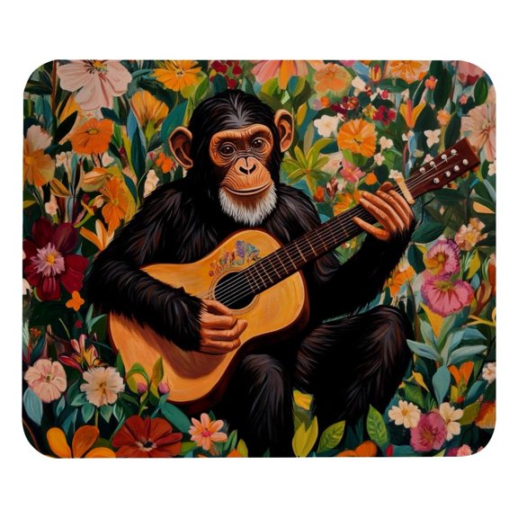 PhooArto Comfortable Mouse Pad Chimpanzee Guitar Flower Jungle Desktop Mousepad , 21 x 25 cm Mouse Mat, Non-Slip Rubber Base, Improves Speed and Precision