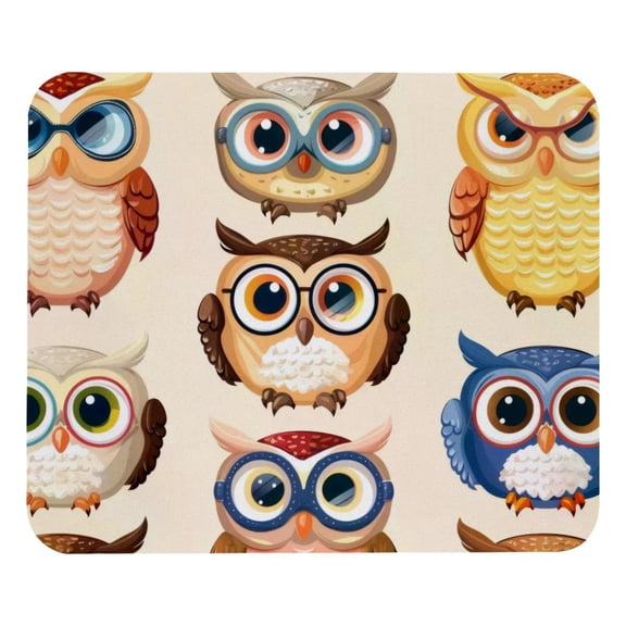 PhooArto Comfortable Mouse Pad Coloful Owl with Glasses Desktop Mousepad , 21 x 25 cm Mouse Mat, Non-Slip Rubber Base, Improves Speed and Precision