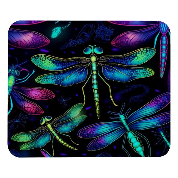 PhooArto Comfortable Mouse Pad Colorful Dragonfly Pattern Desktop Mousepad , 21 x 25 cm Mouse Mat, Non-Slip Rubber Base, Improves Speed and Precision