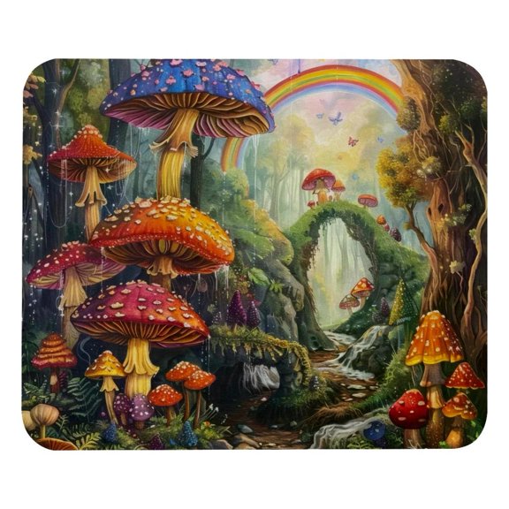 PhooArto Comfortable Mouse Pad Colorful Mushrooms Rainbow Desktop Mousepad , 21 x 25 cm Mouse Mat, Non-Slip Rubber Base, Improves Speed and Precision