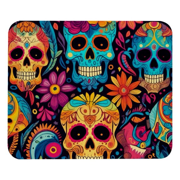 PhooArto Comfortable Mouse Pad Colorful Skulls Pattern Desktop Mousepad , 21 x 25 cm Mouse Mat, Non-Slip Rubber Base, Improves Speed and Precision