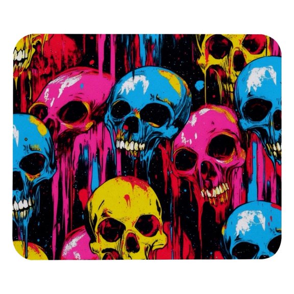 PhooArto Comfortable Mouse Pad Colorful Splash Skull Pattern Desktop Mousepad , 21 x 25 cm Mouse Mat, Non-Slip Rubber Base, Improves Speed and Precision