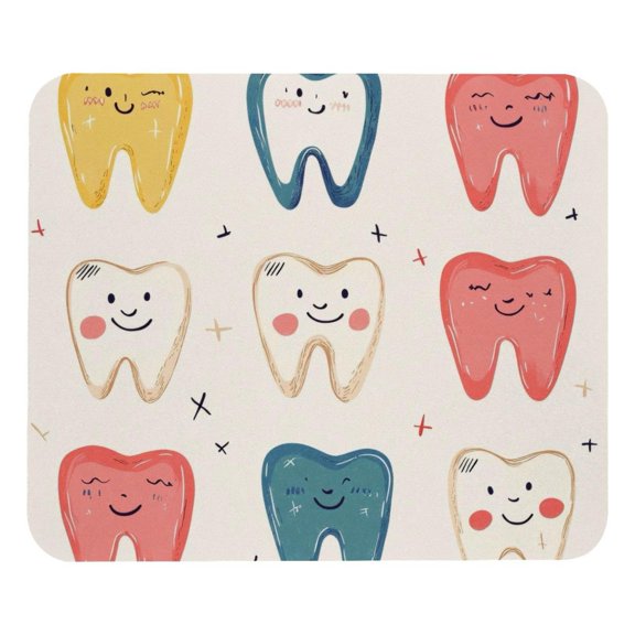 PhooArto Comfortable Mouse Pad Colorful Teeth Pattern Desktop Mousepad , 21 x 25 cm Mouse Mat, Non-Slip Rubber Base, Improves Speed and Precision