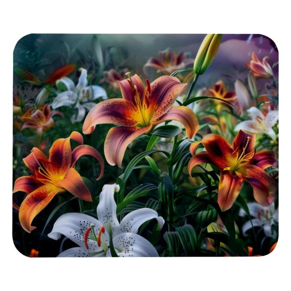 PhooArto Comfortable Mouse Pad Colors Lily Flowers Blooming Desktop Mousepad , 21 x 25 cm Mouse Mat, Non-Slip Rubber Base, Improves Speed and Precision