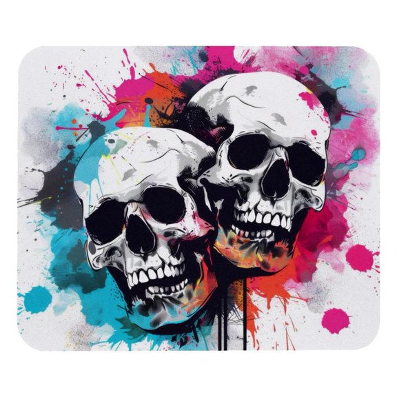PhooArto Comfortable Mouse Pad Colors Splashes Skulls Illustration Desktop Mousepad , 21 x 25 cm Mouse Mat, Non-Slip Rubber Base, Improves Speed and Precision