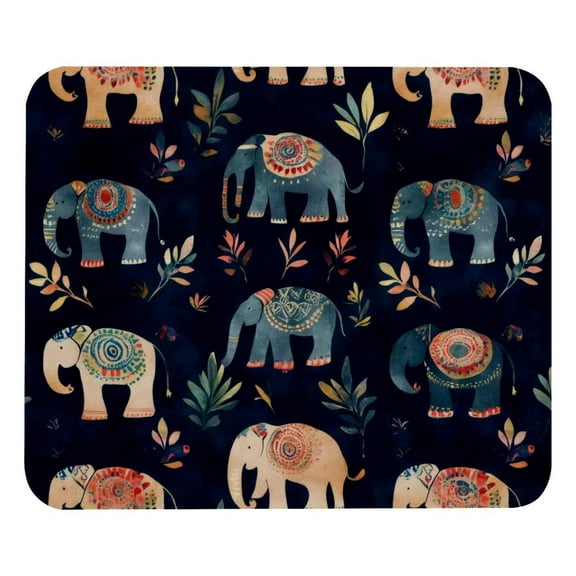 PhooArto Comfortable Mouse Pad Colors Tribe Elephants Pattern Desktop Mousepad , 21 x 25 cm Mouse Mat, Non-Slip Rubber Base, Improves Speed and Precision
