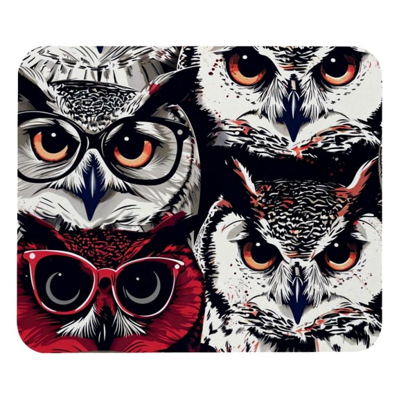 PhooArto Comfortable Mouse Pad Cool Owls Glasses Pattern Desktop Mousepad , 21 x 25 cm Mouse Mat, Non-Slip Rubber Base, Improves Speed and Precision