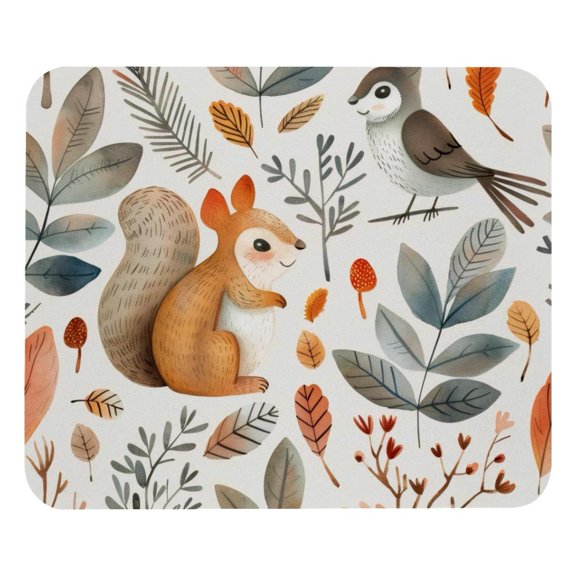 PhooArto Comfortable Mouse Pad Cute Bird Squirrel Forest Pattern Desktop Mousepad , 21 x 25 cm Mouse Mat, Non-Slip Rubber Base, Improves Speed and Precision