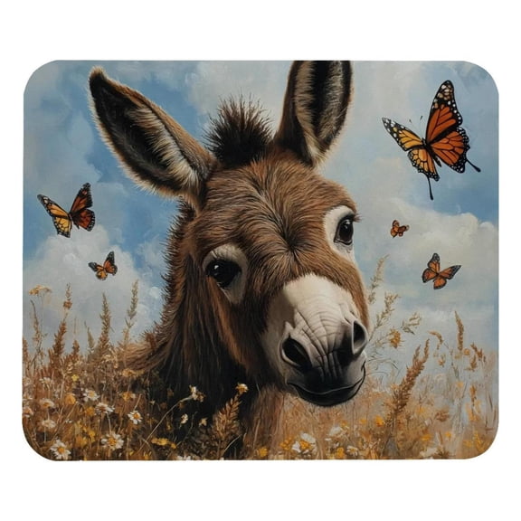 PhooArto Comfortable Mouse Pad Cute Donkey Butterfly Desktop Mousepad , 21 x 25 cm Mouse Mat, Non-Slip Rubber Base, Improves Speed and Precision