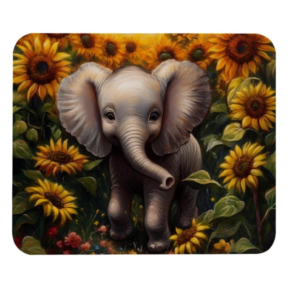 PhooArto Comfortable Mouse Pad Cute Elephant Colorful Sunflowers Desktop Mousepad , 21 x 25 cm Mouse Mat, Non-Slip Rubber Base, Improves Speed and Precision