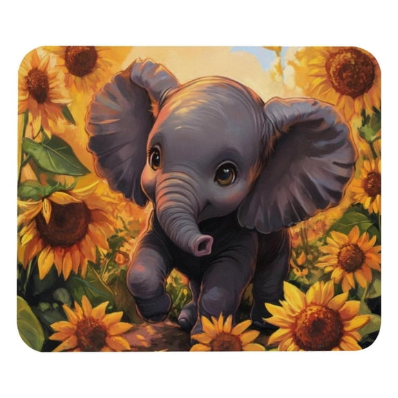 PhooArto Comfortable Mouse Pad Cute Elephant Sunflowers Desktop Mousepad , 21 x 25 cm Mouse Mat, Non-Slip Rubber Base, Improves Speed and Precision