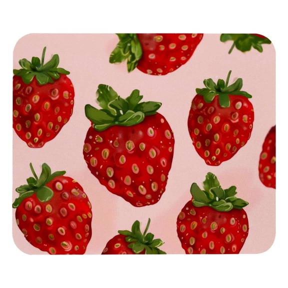 PhooArto Comfortable Mouse Pad Cute Pink Strawberries Patetrn Desktop Mousepad , 21 x 25 cm Mouse Mat, Non-Slip Rubber Base, Improves Speed and Precision