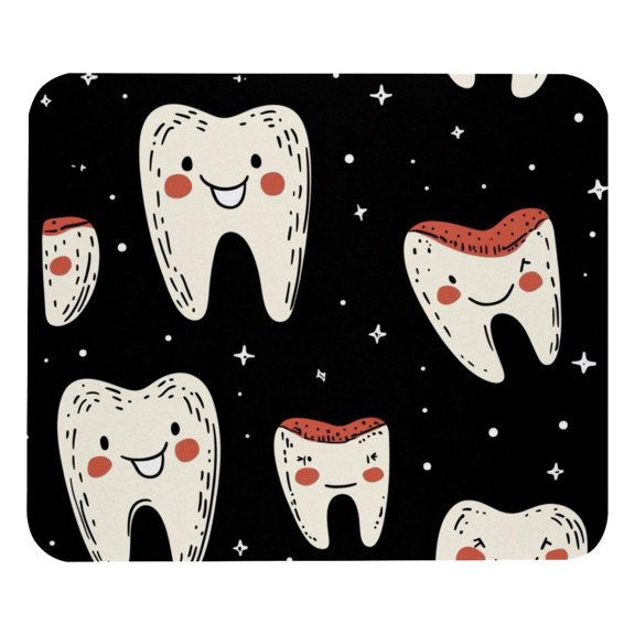 PhooArto Comfortable Mouse Pad Cute Teeth Pattern Desktop Mousepad , 21 x 25 cm Mouse Mat, Non-Slip Rubber Base, Improves Speed and Precision
