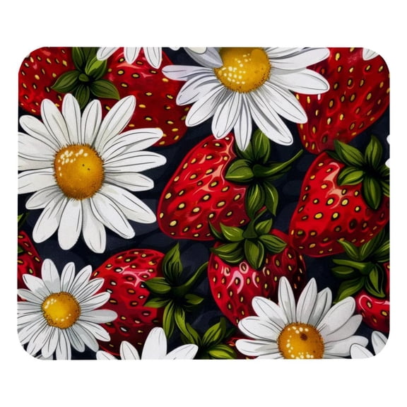 PhooArto Comfortable Mouse Pad Daisy Flower Strawberry Pattern Desktop Mousepad , 21 x 25 cm Mouse Mat, Non-Slip Rubber Base, Improves Speed and Precision