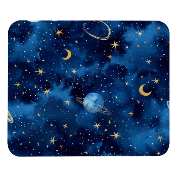 PhooArto Comfortable Mouse Pad Dark Blue Space Planet Stars Pattern Desktop Mousepad , 21 x 25 cm Mouse Mat, Non-Slip Rubber Base, Improves Speed and Precision