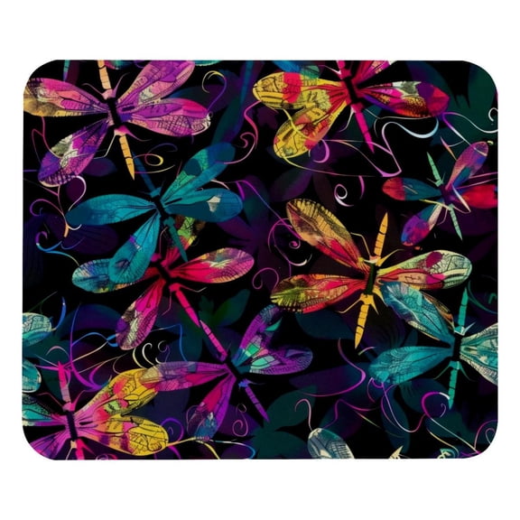 PhooArto Comfortable Mouse Pad Dark Colorful Dragonfly Pattern Desktop Mousepad , 21 x 25 cm Mouse Mat, Non-Slip Rubber Base, Improves Speed and Precision