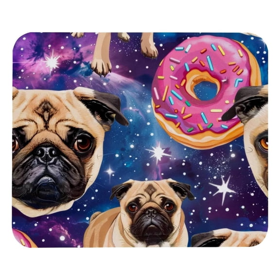 PhooArto Comfortable Mouse Pad Donuts Pug Dog Galaxy Desktop Mousepad , 21 x 25 cm Mouse Mat, Non-Slip Rubber Base, Improves Speed and Precision