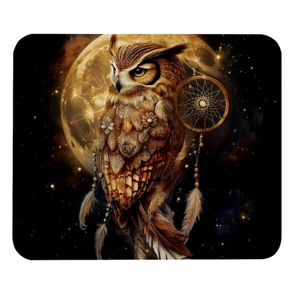 PhooArto Comfortable Mouse Pad Dream Catcher Owl Golden Moon Desktop Mousepad , 21 x 25 cm Mouse Mat, Non-Slip Rubber Base, Improves Speed and Precision