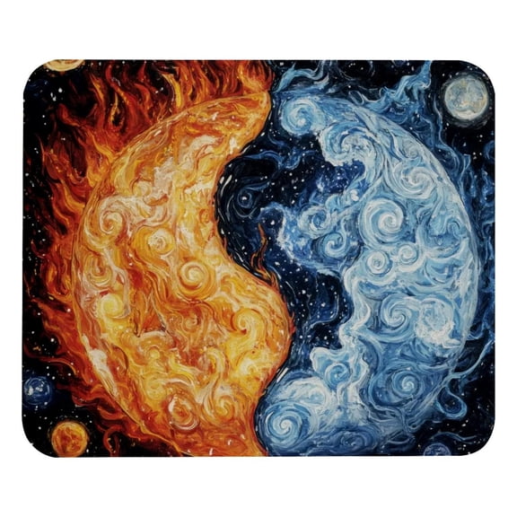 PhooArto Comfortable Mouse Pad Earth Ice and Fire Desktop Mousepad , 21 x 25 cm Mouse Mat, Non-Slip Rubber Base, Improves Speed and Precision
