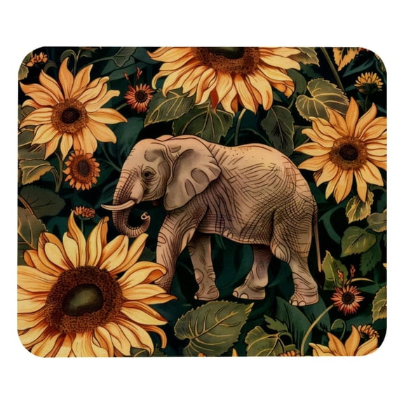 PhooArto Comfortable Mouse Pad Elephants Sunflower Pattern Desktop Mousepad , 21 x 25 cm Mouse Mat, Non-Slip Rubber Base, Improves Speed and Precision