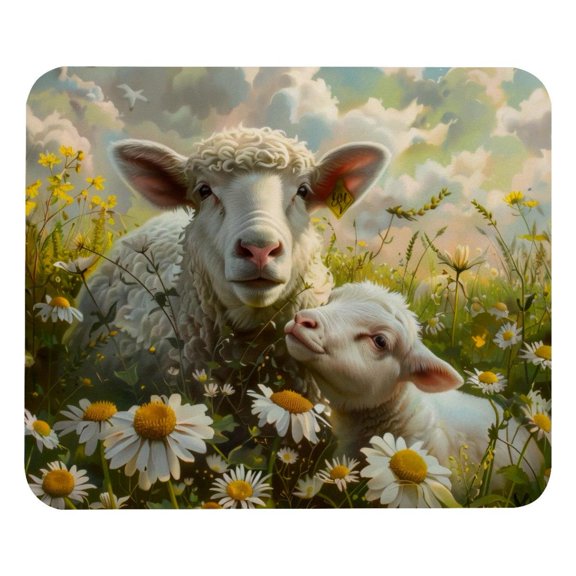 PhooArto Comfortable Mouse Pad Farm Sheep Daisy Flowers Desktop Mousepad , 21 x 25 cm Mouse Mat, Non-Slip Rubber Base, Improves Speed and Precision