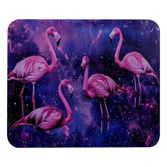 PhooArto Comfortable Mouse Pad Flamingos Purple Galaxy Desktop Mousepad , 21 x 25 cm Mouse Mat, Non-Slip Rubber Base, Improves Speed and Precision