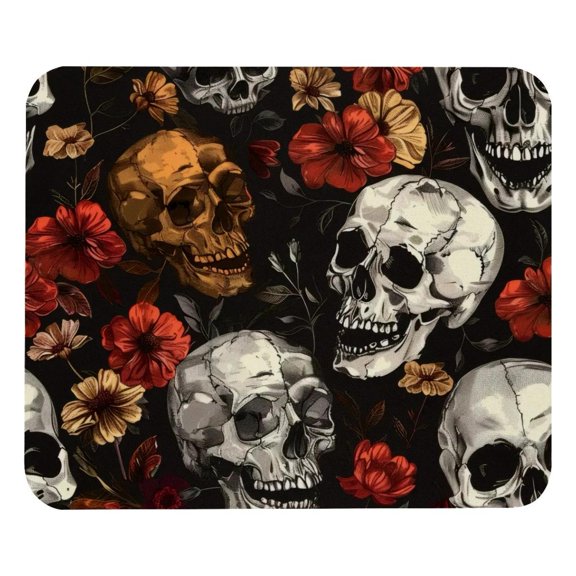 PhooArto Comfortable Mouse Pad Floral Skull Pattern Desktop Mousepad , 21 x 25 cm Mouse Mat, Non-Slip Rubber Base, Improves Speed and Precision