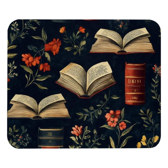 PhooArto Comfortable Mouse Pad Flower and Bookish Desktop Mousepad , 21 x 25 cm Mouse Mat, Non-Slip Rubber Base, Improves Speed and Precision