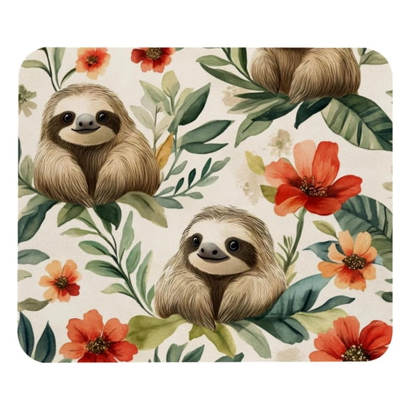 PhooArto Comfortable Mouse Pad Flowers Sloths Pattern Desktop Mousepad , 21 x 25 cm Mouse Mat, Non-Slip Rubber Base, Improves Speed and Precision