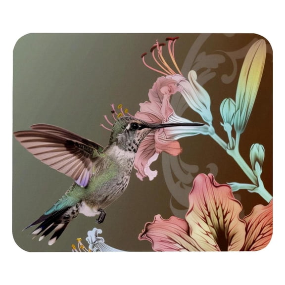 PhooArto Comfortable Mouse Pad Flying Hummingbirds Flowers Desktop Mousepad , 21 x 25 cm Mouse Mat, Non-Slip Rubber Base, Improves Speed and Precision