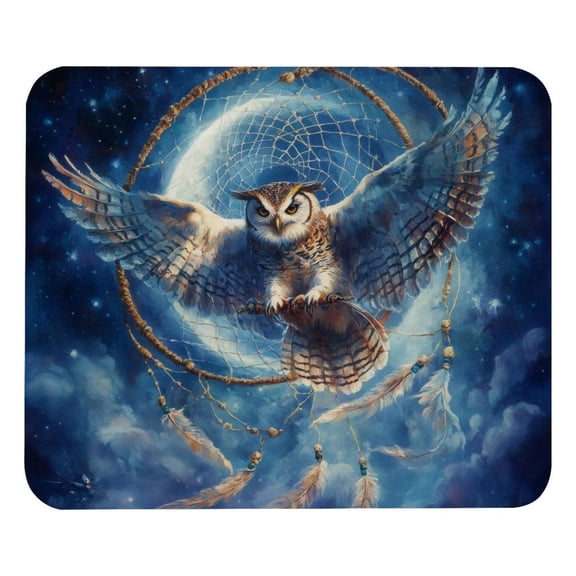 PhooArto Comfortable Mouse Pad Flying Owl Dreamcatcher Moon Desktop Mousepad , 21 x 25 cm Mouse Mat, Non-Slip Rubber Base, Improves Speed and Precision