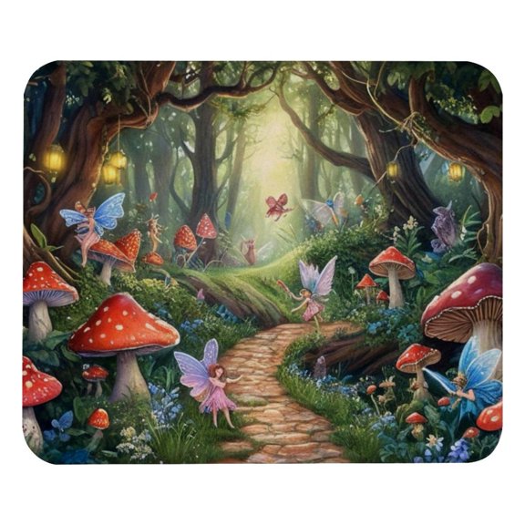 PhooArto Comfortable Mouse Pad Forest Colorful Mushroom Fairy Desktop Mousepad , 21 x 25 cm Mouse Mat, Non-Slip Rubber Base, Improves Speed and Precision