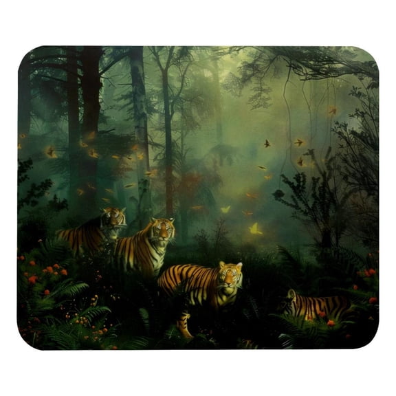 PhooArto Comfortable Mouse Pad Forest Tiger Painting Desktop Mousepad , 21 x 25 cm Mouse Mat, Non-Slip Rubber Base, Improves Speed and Precision