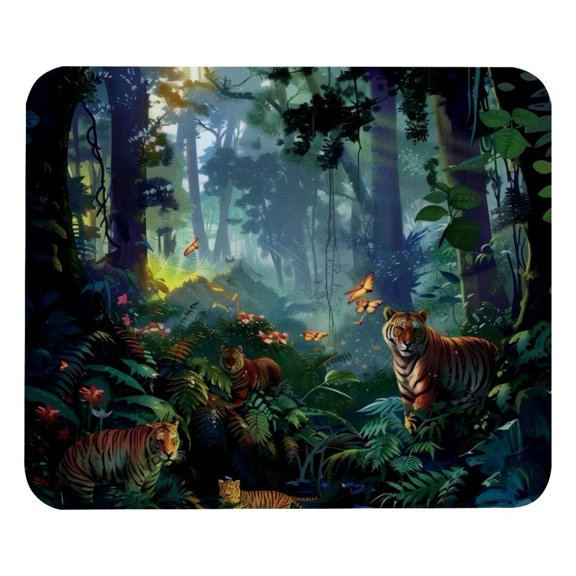 PhooArto Comfortable Mouse Pad Forest Tigers Painting Desktop Mousepad , 21 x 25 cm Mouse Mat, Non-Slip Rubber Base, Improves Speed and Precision