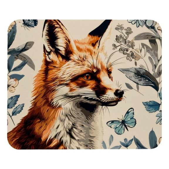 PhooArto Comfortable Mouse Pad Fox and Butterfly Pattern Desktop Mousepad , 21 x 25 cm Mouse Mat, Non-Slip Rubber Base, Improves Speed and Precision