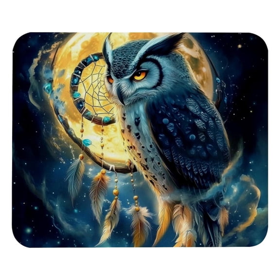 PhooArto Comfortable Mouse Pad Full Moon Owl Dreamcatcher Desktop Mousepad , 21 x 25 cm Mouse Mat, Non-Slip Rubber Base, Improves Speed and Precision