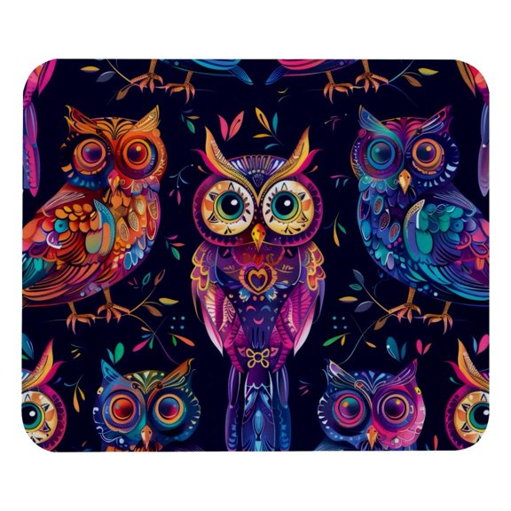PhooArto Comfortable Mouse Pad Funny Colored Owls Pattern Desktop Mousepad , 21 x 25 cm Mouse Mat, Non-Slip Rubber Base, Improves Speed and Precision
