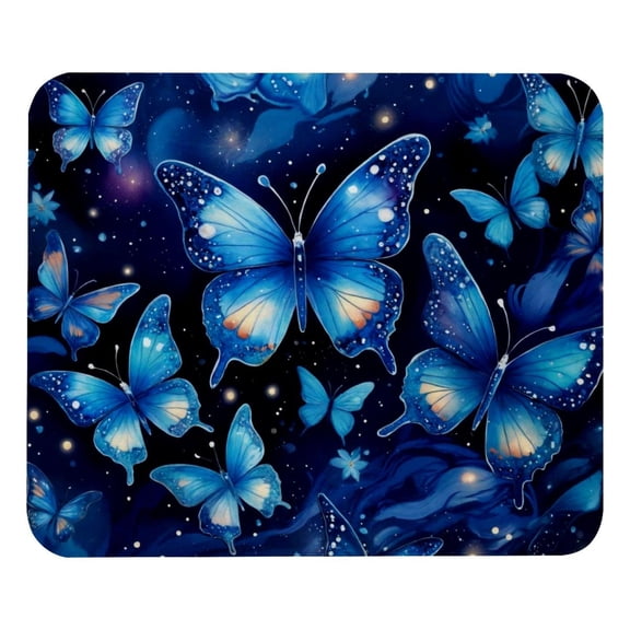 PhooArto Comfortable Mouse Pad Galaxy Blue Butterflies Pattern Desktop Mousepad , 21 x 25 cm Mouse Mat, Non-Slip Rubber Base, Improves Speed and Precision