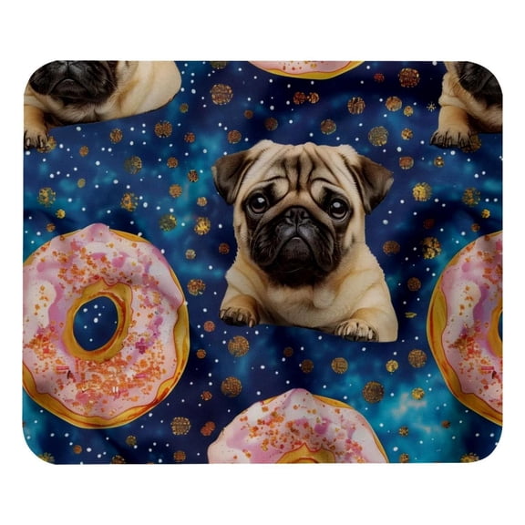 PhooArto Comfortable Mouse Pad Galaxy Donuts Pug Dogs Desktop Mousepad , 21 x 25 cm Mouse Mat, Non-Slip Rubber Base, Improves Speed and Precision