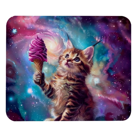 PhooArto Comfortable Mouse Pad Galaxy Kittens Pink Ice Cream Desktop Mousepad , 21 x 25 cm Mouse Mat, Non-Slip Rubber Base, Improves Speed and Precision