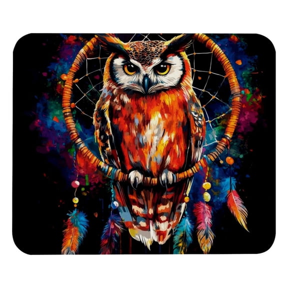 PhooArto Comfortable Mouse Pad Galaxy Owl Dream Catcher Desktop Mousepad , 21 x 25 cm Mouse Mat, Non-Slip Rubber Base, Improves Speed and Precision