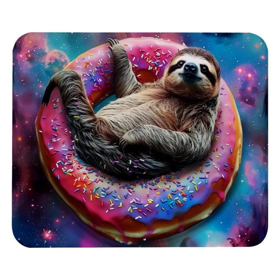 PhooArto Comfortable Mouse Pad Galaxy Sloth Lying Pink Donut Desktop Mousepad , 21 x 25 cm Mouse Mat, Non-Slip Rubber Base, Improves Speed and Precision