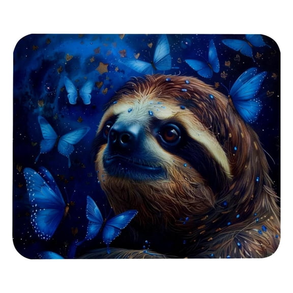 PhooArto Comfortable Mouse Pad Galaxy Star Blue Butterflies Sloth Desktop Mousepad , 21 x 25 cm Mouse Mat, Non-Slip Rubber Base, Improves Speed and Precision