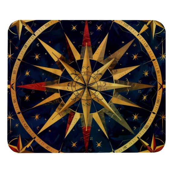 PhooArto Comfortable Mouse Pad Gold Compass Pattern Desktop Mousepad , 21 x 25 cm Mouse Mat, Non-Slip Rubber Base, Improves Speed and Precision