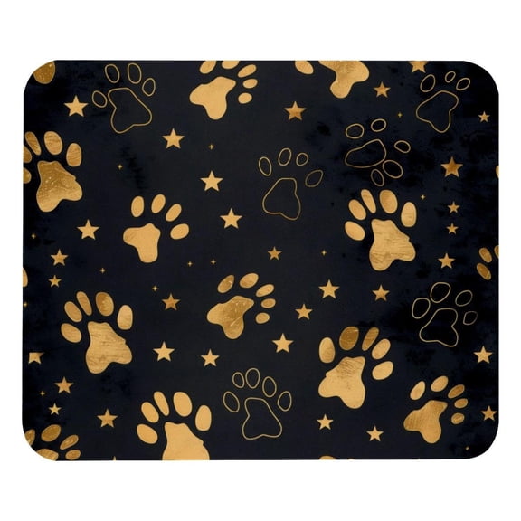 PhooArto Comfortable Mouse Pad Gold Dog Paw Footprint Star Pattern Desktop Mousepad , 21 x 25 cm Mouse Mat, Non-Slip Rubber Base, Improves Speed and Precision